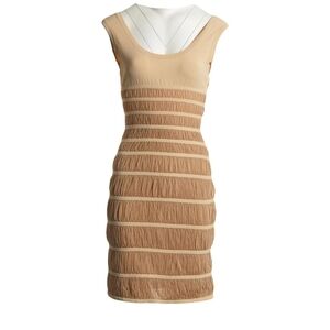 Alaïa Tan Ribbed Tiered Mini Dress XS Or S - Rare & Unique